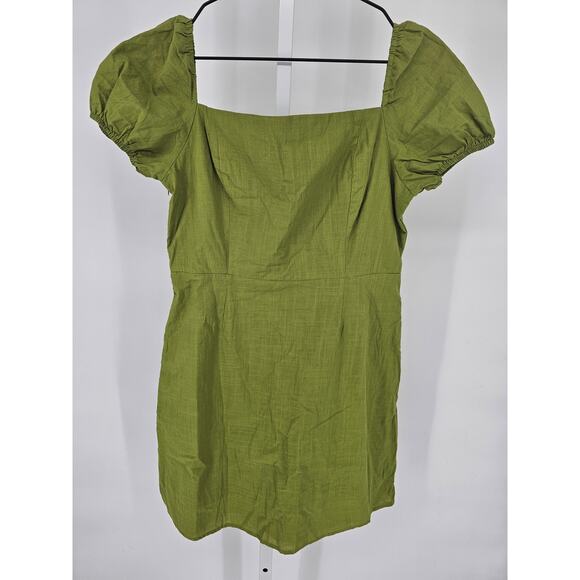 Shein womens Sz XL Mini Dress Pea Green Bubble Short Sleeve - Picture 1 of 3
